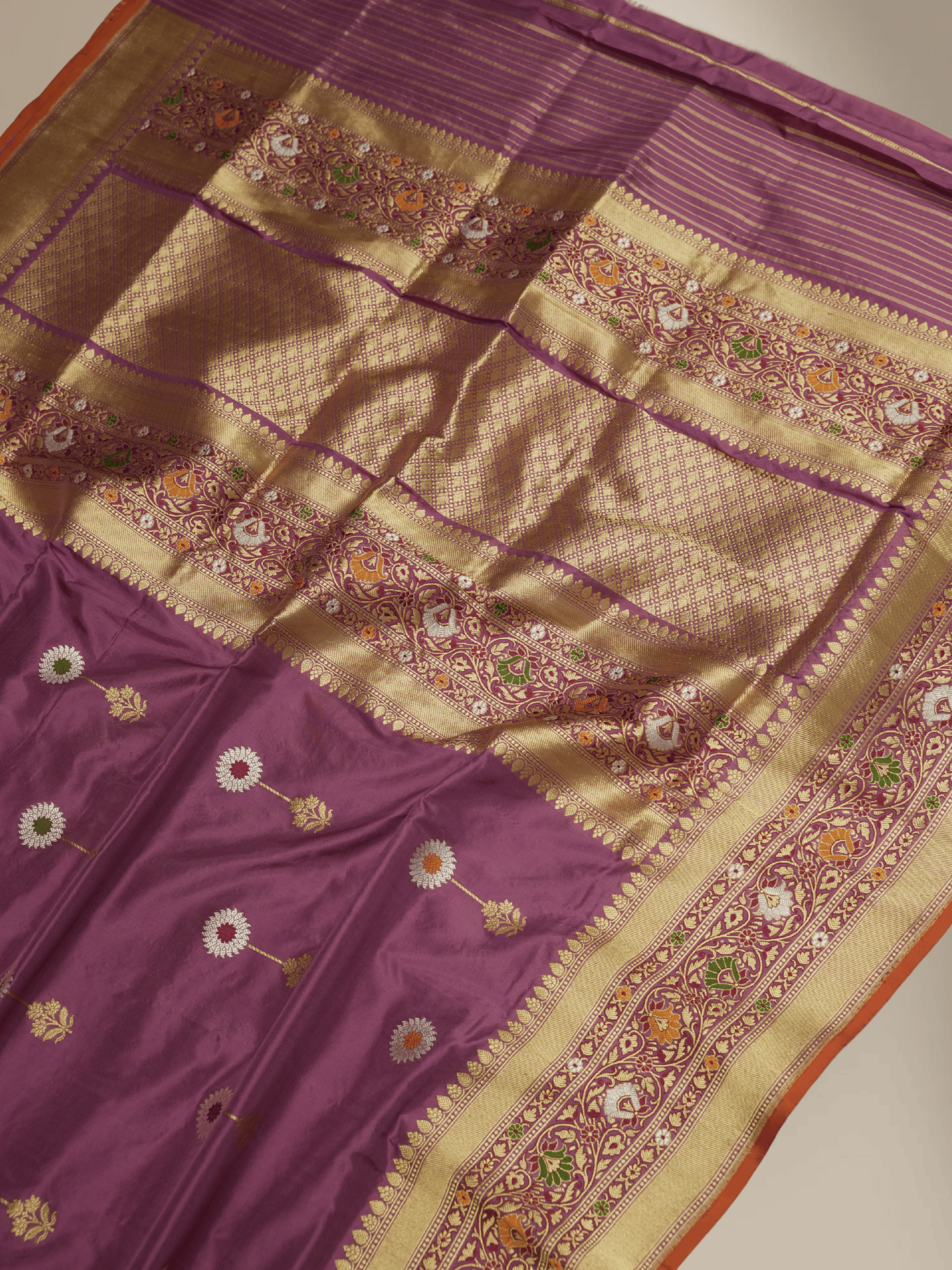 Magenta Pure Katan Silk Mina Kadua Motif Banarasi Handloom sarees