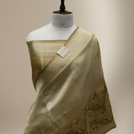 Gold Pure Tissue Silk Ropa Sona Kadiyal Booti Handloom Banarasi sarees