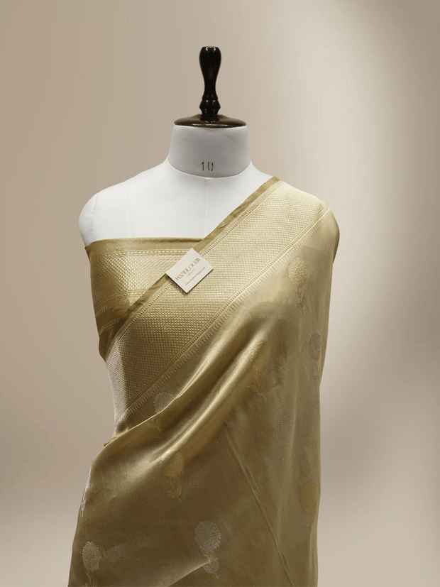 Gold Pure Tissue Silk Ropa Sona Kadiyal Booti Handloom Banarasi sarees