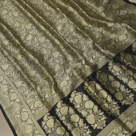 Pure Katan Silk Zari Tanchui Brocade Banarasi Saree - Black