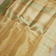 Gold Pure Tissue Silk Ropa Sona Kadiyal Booti Handloom Banarasi sarees
