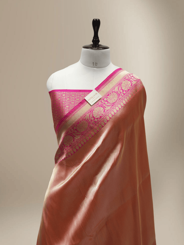 Orange Pure Tissue Silk Ropa Sona Kadiyal Booti Handloom Banarasi sarees