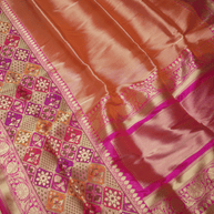 Orange Pure Tissue Silk Ropa Sona Kadiyal Booti Handloom Banarasi sarees