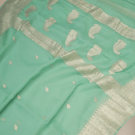 Pure Georgette kadua Banarasi Handloom Saree - Sea Green