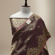 Bronze Pure Tissue Silk Ropa Sona Kadiyal Booti Handloom Banarasi sarees