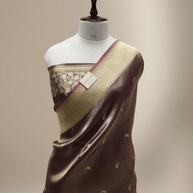 Bronze Pure Tissue Silk Ropa Sona Kadiyal Booti Handloom Banarasi sarees