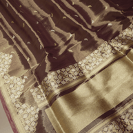 Bronze Pure Tissue Silk Ropa Sona Kadiyal Booti Handloom Banarasi sarees