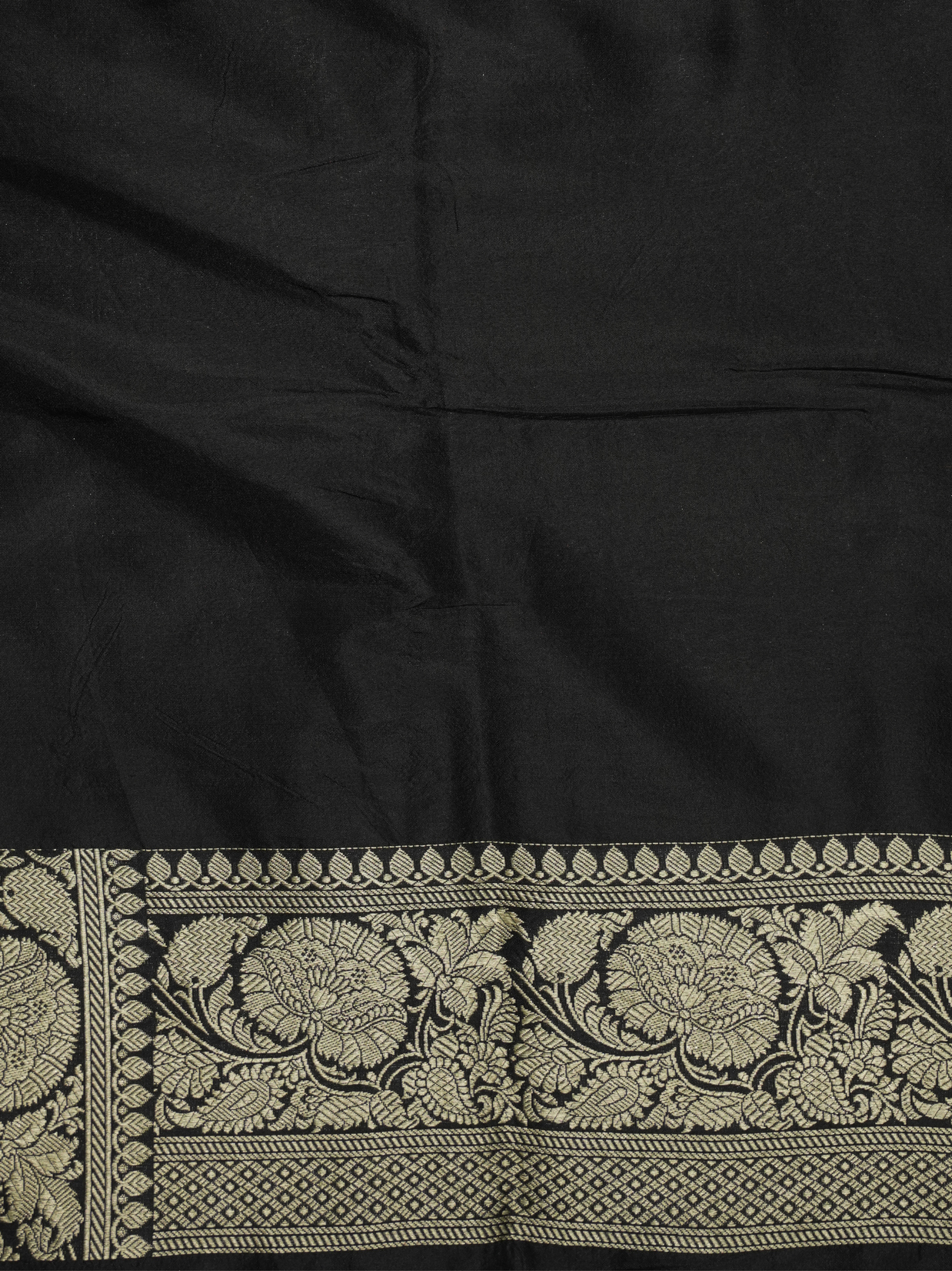 Pure Katan Silk Zari Tanchui Brocade Banarasi Saree - Black