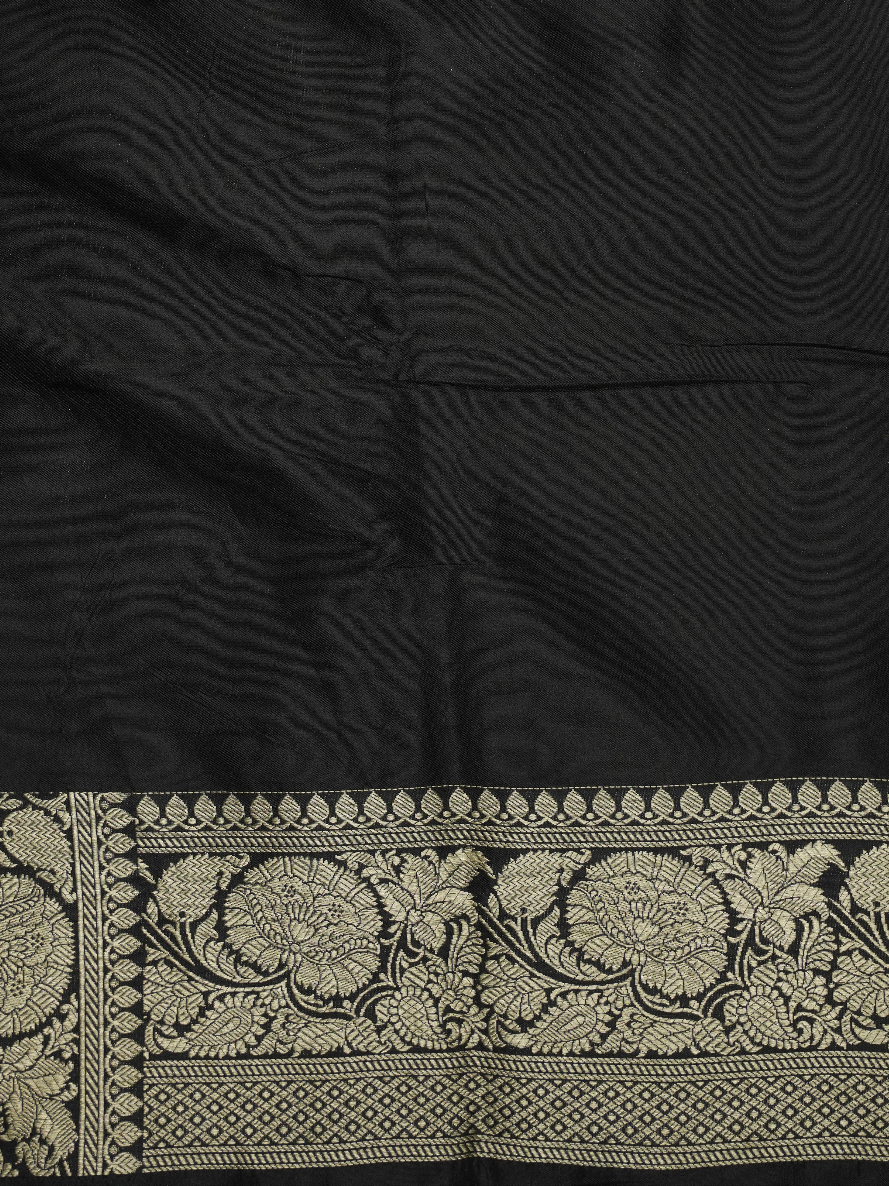 Pure Katan Silk Zari Tanchui Brocade Banarasi Saree - Black