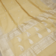 Pure Georgette kadua Banarasi Handloom Saree - Beige
