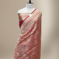 Pure Katan Silk Zari Tanchui Brocade Banarasi Saree - Red