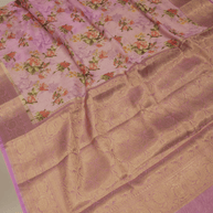 Lavender Pink Cotton Digital Print sarees