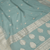 Pure Georgette kadua Banarasi Handloom Saree - Light Grey