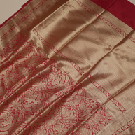 Pure Katan Silk Zari Tanchui Brocade Banarasi Saree - Red