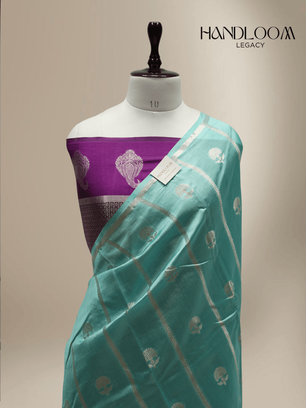 Sea Green Pure Mango Silk Banarasi Saree