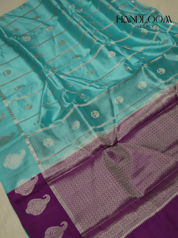 Sea Green Pure Mango Silk Banarasi Saree