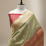 Grey Pure Katan Silk Kadwa Rupa Sona Motif Handloom Banarasi Sarees