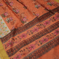 Pitch Colour Cotton Digital Print sarees with Skirt Chikankaari work