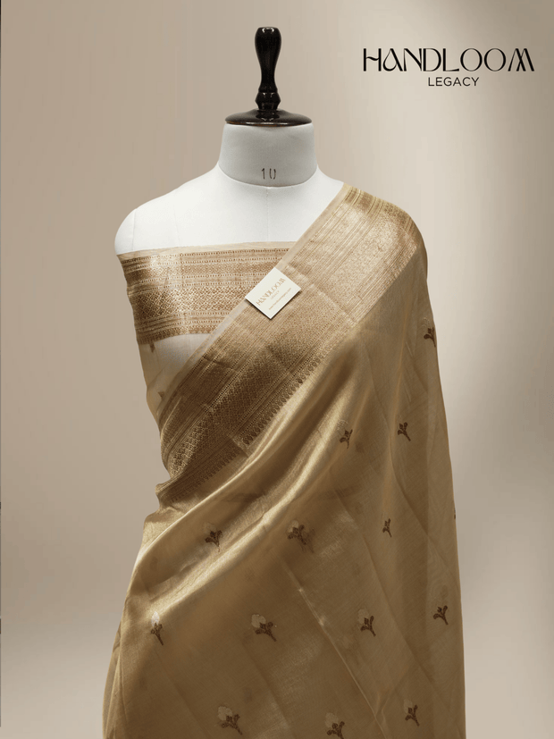 Pure Tissue silk Handloom Banarasi sarees with coffee zari