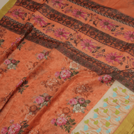 Pitch Colour Cotton Digital Print sarees with Skirt Chikankaari work