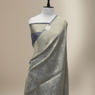 Pure Katan Silk Zari Tanchui Brocade Banarasi Saree - Grey