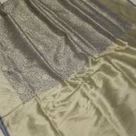 Pure Katan Silk Zari Tanchui Brocade Banarasi Saree - Grey