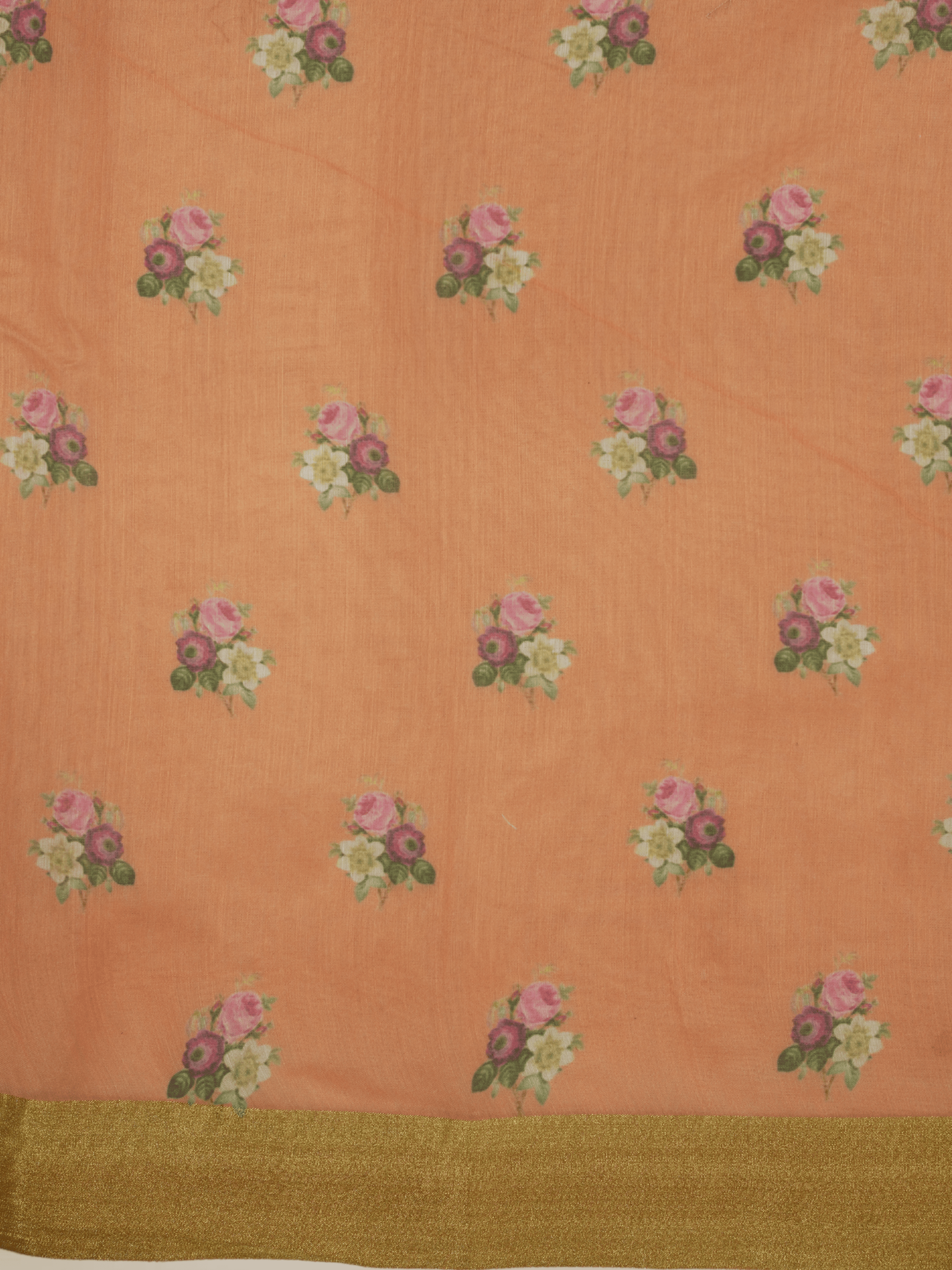 Pitch Colour Cotton Digital Print sarees with Skirt Chikankaari work