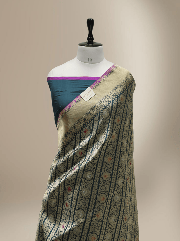 Green Pure Katan Silk Jangla Mina kadiyal Jaal Motilf Handloom Banarasi Sarees