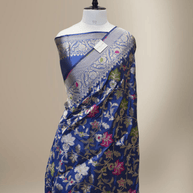 Pure Katan Silk Banarasi Sarees With Multi Colour Mina Work - Royal Blue