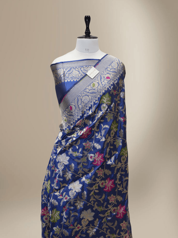Pure Katan Silk Banarasi Sarees With Multi Colour Mina Work - Royal Blue