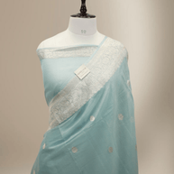 Pure Georgette kadua Banarasi Handloom Saree - Light Grey