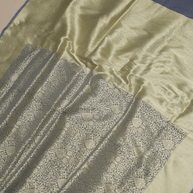 Pure Katan Silk Zari Tanchui Brocade Banarasi Saree - Grey