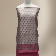 Banarasi Fancy Silk Suit with Zari Motif with Contrast Banarasi Dupatta - Onion Pink
