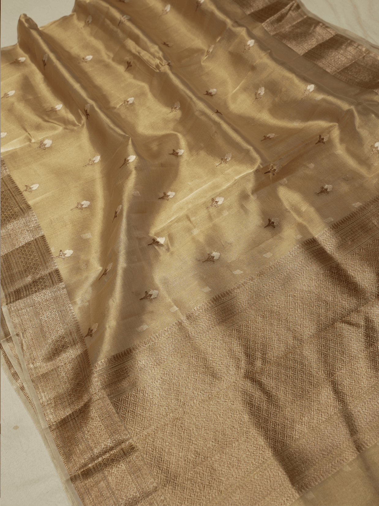 Pure Tissue silk Handloom Banarasi sarees with coffee zari