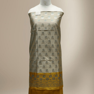Banarasi Fancy Silk Suit with Zari Motif with Contrast Banarasi Dupatta - Yellow