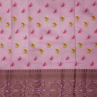 Pink Silk Digital Print Sarees With Copper Border