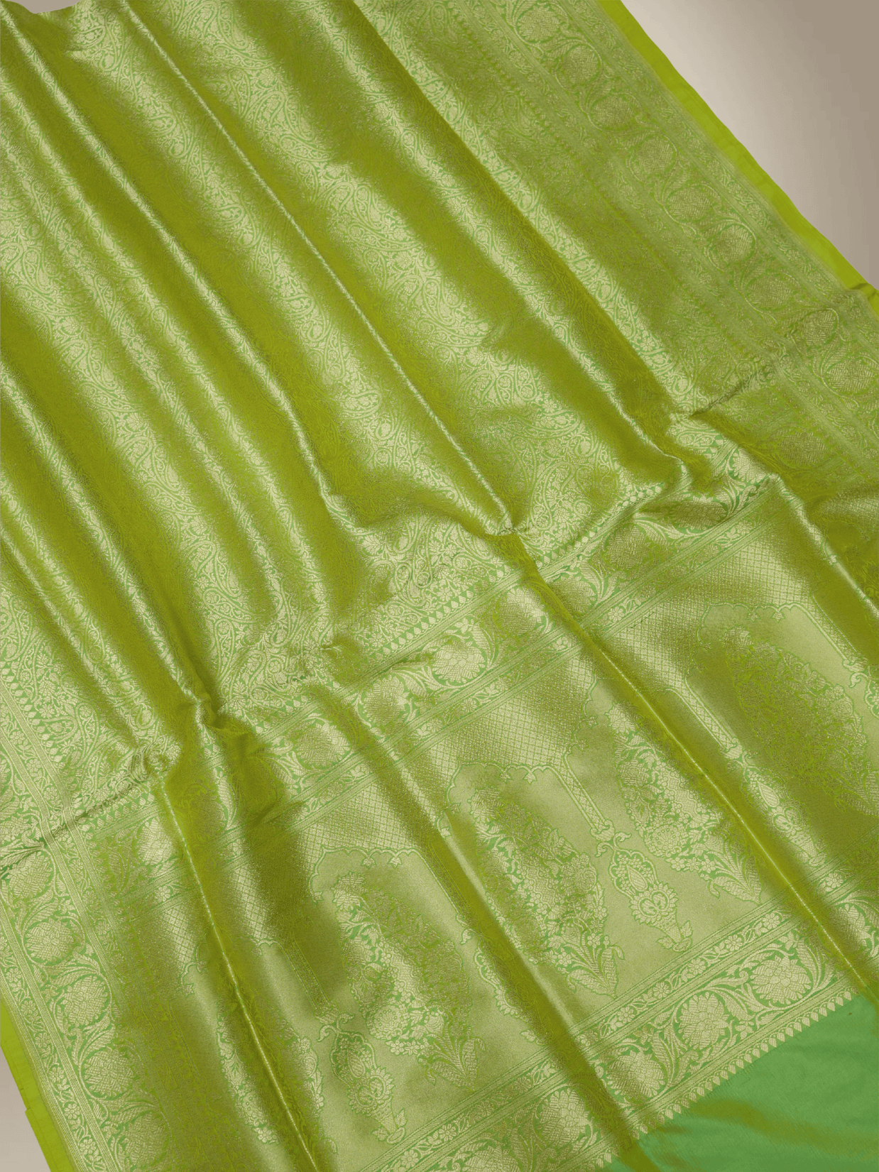 Pure Katan Silk Zari Tanchui Brocade Banarasi Saree - Green