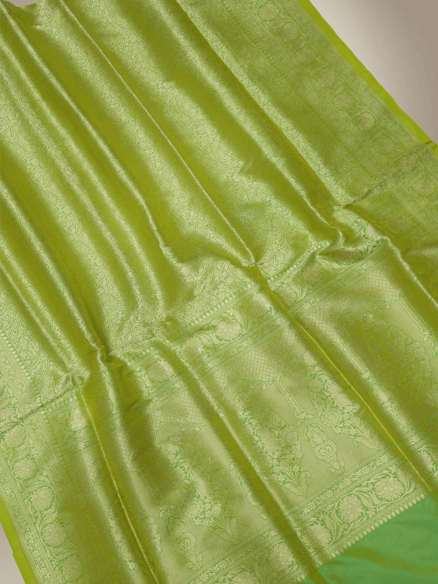 Pure Katan Silk Zari Tanchui Brocade Banarasi Saree - Green