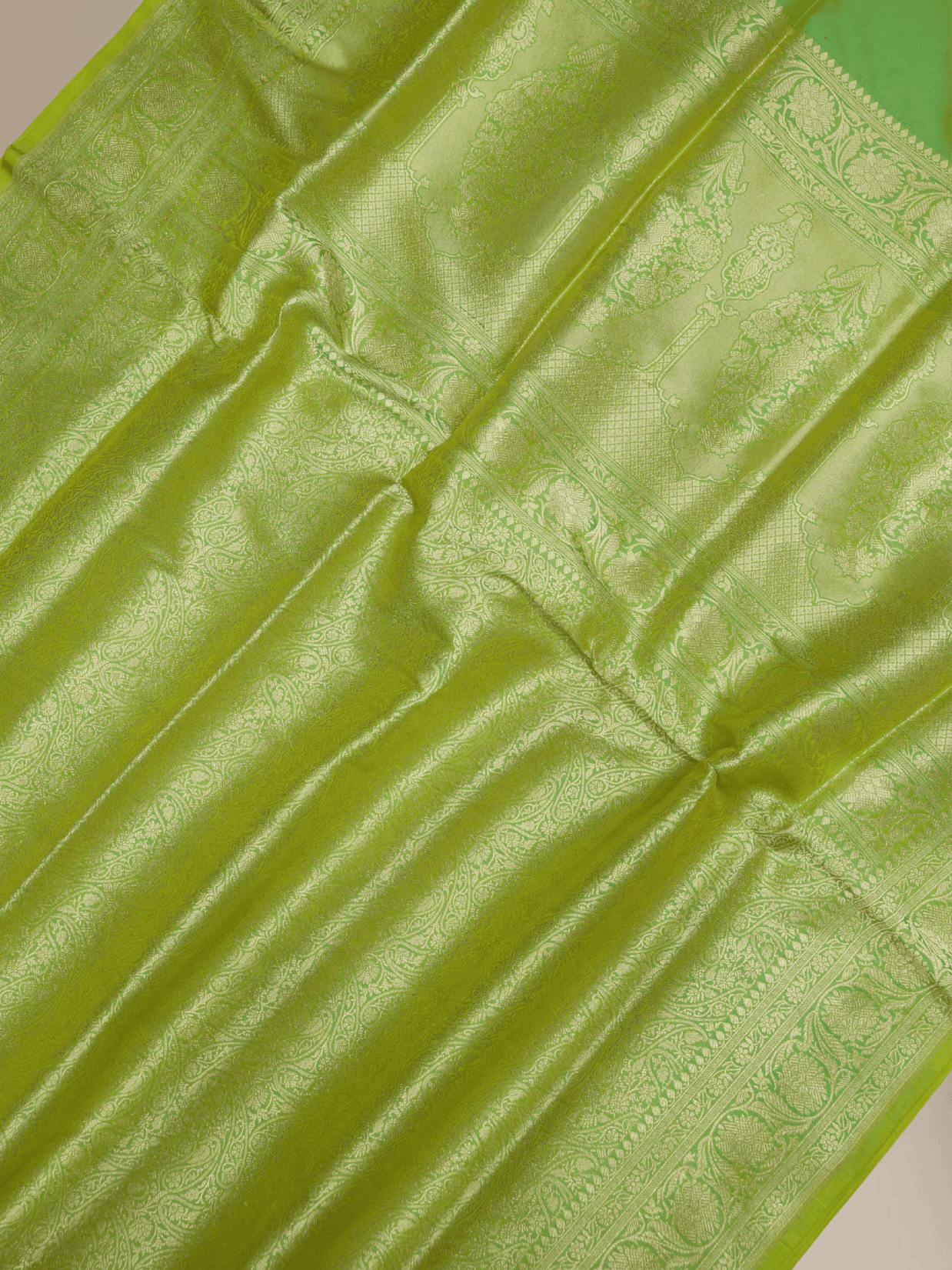 Pure Katan Silk Zari Tanchui Brocade Banarasi Saree - Green