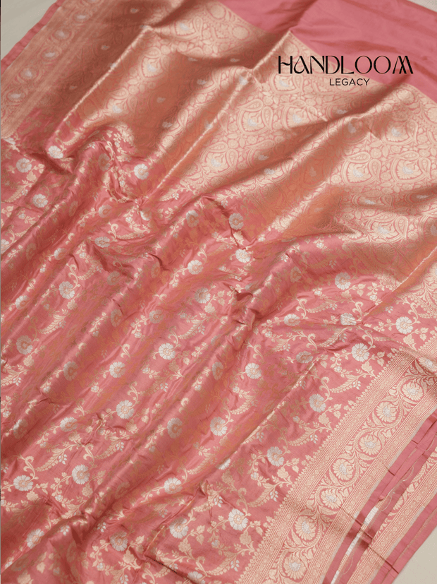 Light Pitch Pure Katan Silk Banarasi Sarees With Silver Mina