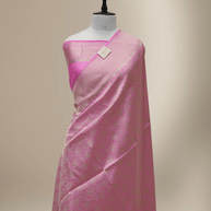 Pure Katan Silk Zari Tanchui Brocade Banarasi Saree - Pink
