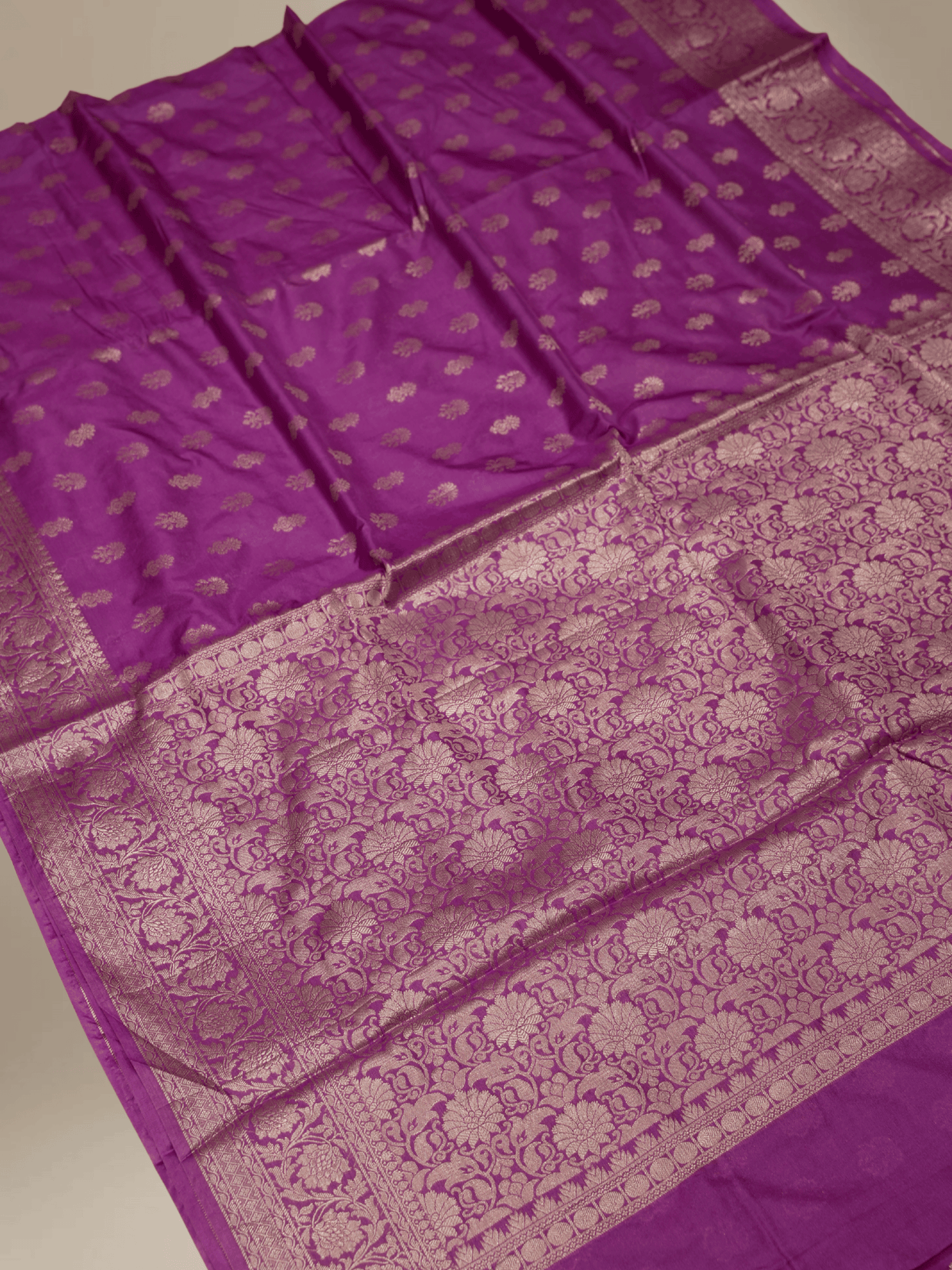 Mejanta Colour Fancy Silk Antic Copper Zari booti Saree