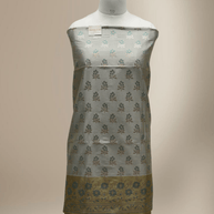 Banarasi Fancy Silk Suit with Zari Motif with Contrast Banarasi Dupatta - Mehendi Green