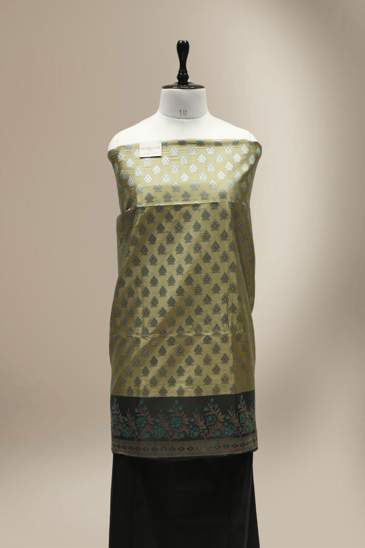 Banarasi Fancy Silk Suit with Zari Motif with Contrast Banarasi Dupatta - Black