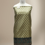 Banarasi Fancy Silk Suit with Zari Motif with Contrast Banarasi Dupatta - Black