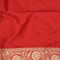 Red Pure Katan Silk Banarasi Sarees With Silver Mina