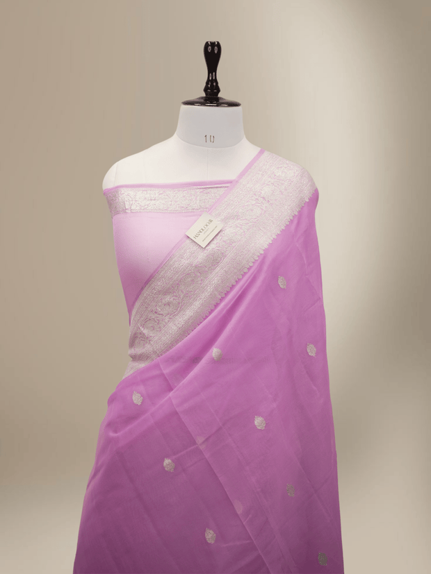 Pure Georgette kadua Banarasi Handloom Saree - Levender