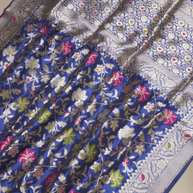 Pure Katan Silk Banarasi Sarees With Multi Colour Mina Work - Royal Blue