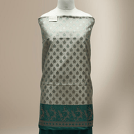 Banarasi Fancy Silk Suit with Zari Motif with Contrast Banarasi Dupatta -Royal Green