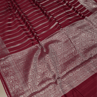 Mehroon Red Georgette Silver  Lining Banarasi Sarees